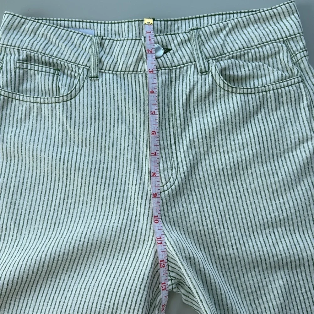 ZARA High-Rise White & Green Striped Pants, Size EUR 36 / US 4 - Picture 8 of 9
